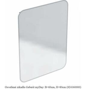 Geberit myDay - Zrcadlo s LED osvětlením a vyhříváním, 600x800 mm 824360000