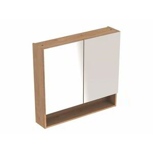Geberit Selnova Square - Zrcadlová skříňka 850x788x175 mm, 2 dvířka, světlý ořech hickory 501.271.00.1