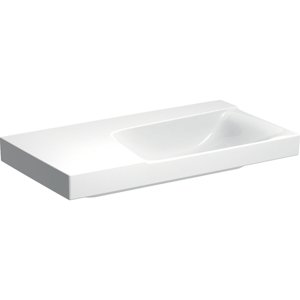 Geberit Xeno 2 - Umyvadlo 900x480 mm, bez otvoru pro baterii, bez přepadu, s odkládací plochou vlevo, s KeraTect, bílá 500.536.01.1