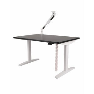 Grospol - Set: Psací stůl Alto 102 White + držák na monitor + kryt kabelu