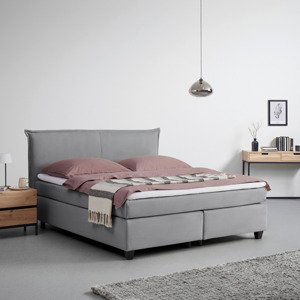 Postel Boxspring S Toperem, 180x200 Cm, Šedá