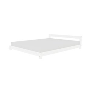 Benlemi Dvoulůžková dřevěná postel COMFY ve scandi stylu Rozměr: 140x200 cm, Zvolte barvu hranolů: Bílá, Zvolte barvu ploch: Bílá