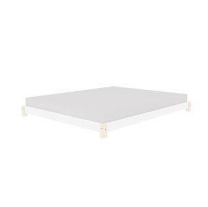 Benlemi Designové dvoulůžko TATAMI v japonském stylu Rozměr: 140x200 cm, Zvolte barvu hranolů: Nelakovaná, Zvolte barvu ploch: Bílá