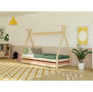 Benlemi Rostoucí dětská postel SWITCH 2v1 ve tvaru teepee s přistýlkou Zvolte barvu: Bílá, Zvolte rozměr: 90x160 cm