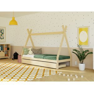 Benlemi Rostoucí dětská postel SWITCH 2v1 ve tvaru teepee s úložným šuplíkem Zvolte barvu: Světle šedá, Zvolte rozměr: 90x160 cm