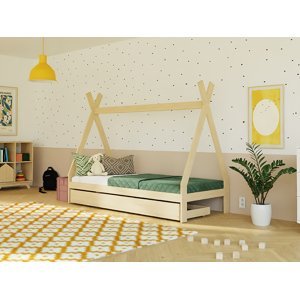 Benlemi Rostoucí dětská postel SWITCH 2v1 ve tvaru teepee s úložným šuplíkem Zvolte barvu: Tmavě šedá, Zvolte rozměr: 90x180 cm