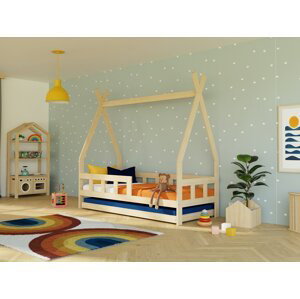 Benlemi Dětská teepee postel FENCE 4v1 ze dřeva se zábranou a přistýlkou Zvolte barvu: Bílá, Zvolte rozměr: 90x180 cm, Zvolte zábranu: S jednou zábra…