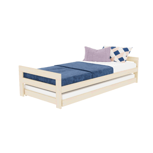 Benlemi Rostoucí dřevěná jednolůžková postel SWITCH 2v1 s čely a přistýlkou Zvolte barvu: Pastelově růžová, Zvolte rozměr: 90x200 cm