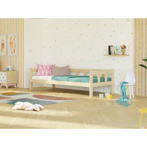 Benlemi Dřevěná jednolůžková postel FENCE 4v1 se zábranou Zvolte barvu: Nelakovaná, Zvolte rozměr: 90x180 cm, Zvolte zábranu: S otevřeným vstupem