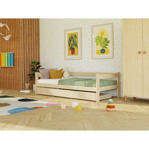 Benlemi Jednolůžková postel ze dřeva SAFE 5v1 se zábranou a úložným šuplíkem Zvolte barvu: Námořnická modrá, Zvolte rozměr: 120x200 cm, Zvolte zábran…