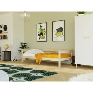 Benlemi Jednolůžková postel ze dřeva SAFE 5v1 se zábranou Zvolte barvu: Šalvějová zelená, Zvolte rozměr: 135x190 cm, Zvolte zábranu: S otevřeným vstu…