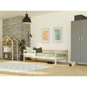 Benlemi Jednolůžková postel ze dřeva SAFE 5v1 se zábranou Zvolte barvu: Světle šedá, Zvolte rozměr: 120x200 cm, Zvolte zábranu: S jednou zábranou