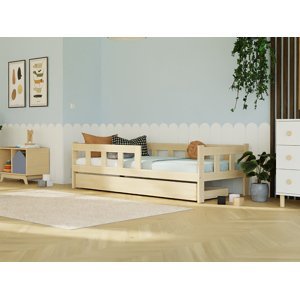 Benlemi Dřevěná jednolůžková postel FENCE 4v1 se zábranou a úložným šuplíkem Zvolte barvu: Bílá, Zvolte rozměr: 120x200 cm, Zvolte zábranu: S jednou …