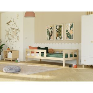 Benlemi Dřevěná jednolůžková postel FENCE 4v1 se zábranou Zvolte barvu: Šalvějová zelená, Zvolte rozměr: 120x200 cm, Zvolte zábranu: S jednou zábranou