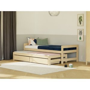 Benlemi Jednolůžková postel SIMPLY 90x200 3v1 s přistýlkou a 2 úložnými šuplíky Zvolte barvu: Cihlová