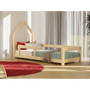 Benlemi Dětská postel domeček POPPI s bočnicí Zvolte barvu: Béžová, Rozměr: 120x180 cm, Strana: Vpravo
