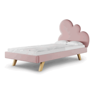 MINKO Čalouněná jednolůžková postel CLOUD do dětského pokoje Zvolte barvu: Růžová, Strana: Vlevo, Zvolte rozměr: 120x200 cm