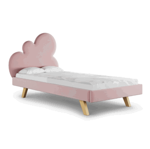 MINKO Čalouněná jednolůžková postel CLOUD do dětského pokoje Zvolte barvu: Růžová, Strana: Vpravo, Zvolte rozměr: 90x200 cm