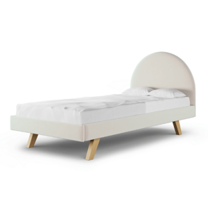 MINKO Čalouněná jednolůžková postel PILLE do dětského pokoje Zvolte barvu: Krémová, Zvolte rozměr: 90x200 cm