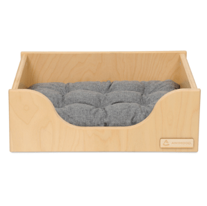 Animood Dřevěný pelíšek MARTI s šedým polštářem Rozměr: M