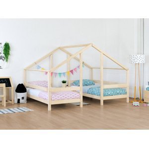 Benlemi Domečková postel pro dvě děti VILLY Zvolte barvu: Nelakovaná, Rozměr: 90x160 cm