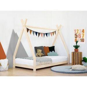 Benlemi Dětská dřevěná postel NAKANA ve tvaru teepee Zvolte barvu: Béžová, Rozměr: 120x180 cm
