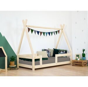 Benlemi Dětská dřevěná postel NAKANA ve tvaru teepee s bočnicí Zvolte barvu: Bílá, Rozměr: 120x180 cm