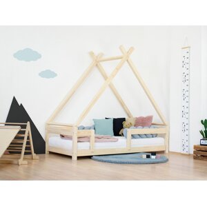 Benlemi Dětská domečková postel TAHUKA ve tvaru týpí s bezpečnostní zábranou Zvolte barvu: Bílá, Rozměr: 120x180 cm