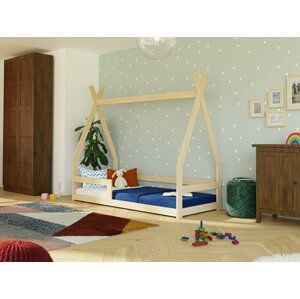 Benlemi Dětská nízká postel SAFE 9v1 ve tvaru teepee se zábranou Zvolte barvu: Bílá, Zvolte rozměr: 90x160 cm, Zvolte zábranu: S jednou zábranou