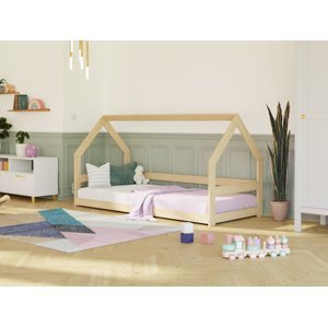 Benlemi Nízká postel domeček SAFE 8v1 ze dřeva se zábranou Zvolte barvu: Bílá, Zvolte rozměr: 120x200 cm, Zvolte zábranu: S otevřeným vstupem