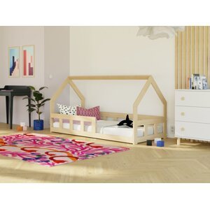 Benlemi Nízká domečková postel pro děti FENCE 6v1 se zábranou Zvolte barvu: Pastelově růžová, Zvolte rozměr: 90x160 cm, Zvolte zábranu: S jednou zábr…