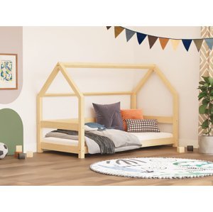Benlemi Dětská postel domeček TERY se zábranou Zvolte barvu: Bílá, Zvolte rozměr: 70x160 cm, Zvolte zábranu: S otevřeným vstupem