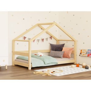 Benlemi Dětská postel domeček LUCKY se zábranou Zvolte barvu: Pastelově růžová, Zvolte rozměr: 80x180 cm, Zvolte zábranu: S otevřeným vstupem