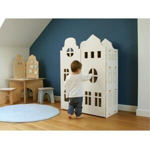 Myminihome Montessori dřevěná šatní skříň ve tvaru domku Zvolte barvu stran: Béžová, Zvolte barvu polic: Béžová
