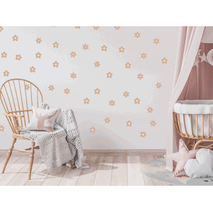 Pastelowe Love Samolepky na stěnu KVĚTINY béžové