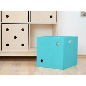 Benlemi Dřevěný úložný box DICE s čísly ve stylu hrací kostky Zvolte barvu: Tyrkysová, Varianta: Dvojka