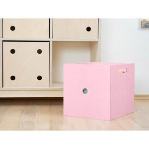 Benlemi Růžový dřevěný úložný box DICE Jednička s čísly ve stylu hrací kostky