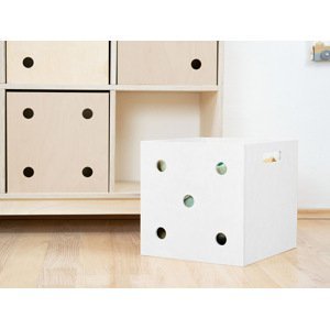 Benlemi Dřevěný úložný box DICE s čísly ve stylu hrací kostky Zvolte barvu: Bílá, Varianta: Pětka