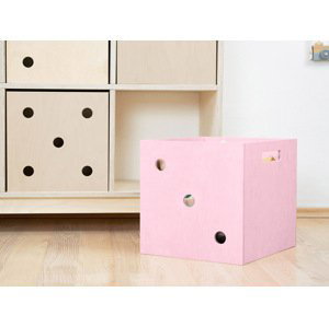 Benlemi Růžový dřevěný úložný box DICE Trojka s čísly ve stylu hrací kostky