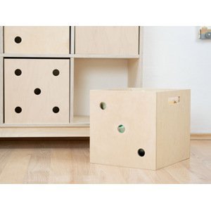 Benlemi Dřevěný úložný box DICE s čísly ve stylu hrací kostky Zvolte barvu: Transparentní vosková lazura matná, Varianta: Trojka