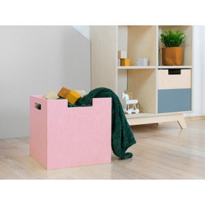 Benlemi Úložný dřevěný box BOKS s obdélníkovým výřezem Zvolte barvu: Růžová