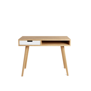 Benlemi Designový dřevěný psací stůl se šuplíkem LEA 100 cm bílý Strana: Vlevo, Kvalita dřeva: 2. Kombinace dubového masivu a dýhované DTD desky