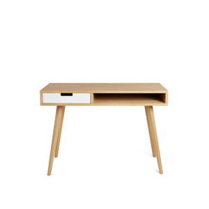 Benlemi Skandinávský psací stůl ze dřeva se zásuvkou LEA 110 cm bílý Strana: Vlevo, Kvalita dřeva: 1. Dubový masiv třídy A