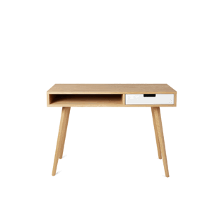 Benlemi Skandinávský psací stůl ze dřeva se zásuvkou LEA 110 cm bílý Strana: Vpravo, Kvalita dřeva: 1. Dubový masiv třídy A