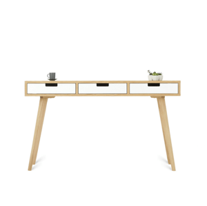 Benlemi Velký dřevěný psací stůl se třemi zásuvkami LEA 130 cm bílý Kvalita dřeva: 1. Dubový masiv třídy A