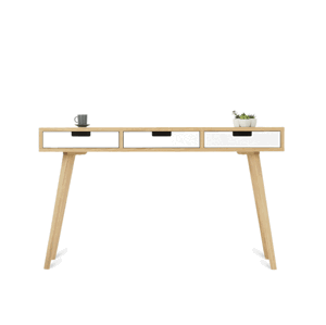 Benlemi Velký dřevěný psací stůl se třemi zásuvkami LEA 130 cm bílý Kvalita dřeva: 2. Kombinace dubového masivu a dýhované DTD desky