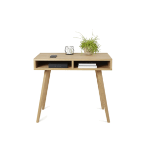 Benlemi Minimalistický dubový psací stůl LEA 90 cm s policemi Kvalita dřeva: 1. Dubový masiv třídy A