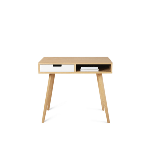 Benlemi Moderní dřevěný psací stůl se šuplíkem LEA 90 cm bílý Strana: Vlevo, Kvalita dřeva: 1. Dubový masiv třídy A