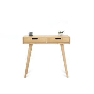 Benlemi Zaoblený psací stůl z dubového masivu se dvěma šuplíky LEA FLO 90 cm přírodní Kvalita dřeva: 1. Dubový masiv třídy A