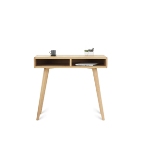 Benlemi Zaoblený minimalistický dubový psací stůl LEA FLO 90 cm s policemi Kvalita dřeva: 1. Dubový masiv třídy A
